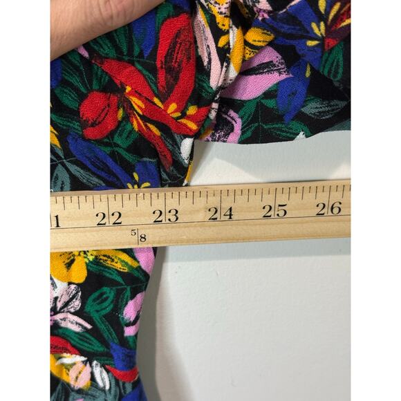 Eloquii Elements Floral Puff Sleeve Dress Sz 16 V-Neck Keyhole Boho Cottagecore - Picture 8 of 9